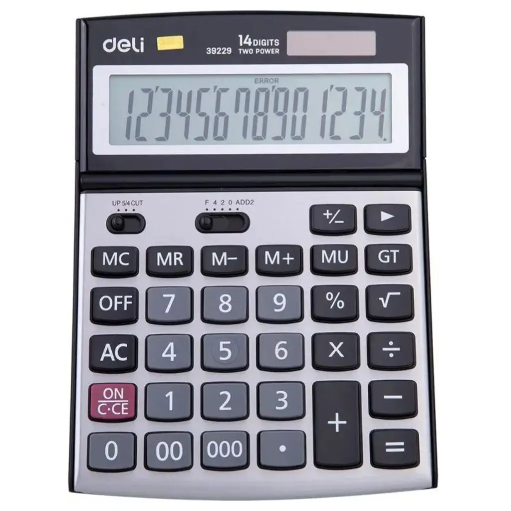 Калькулятор настольный DELI "39229" 14 разрядный, 190х139х37 мм, серый