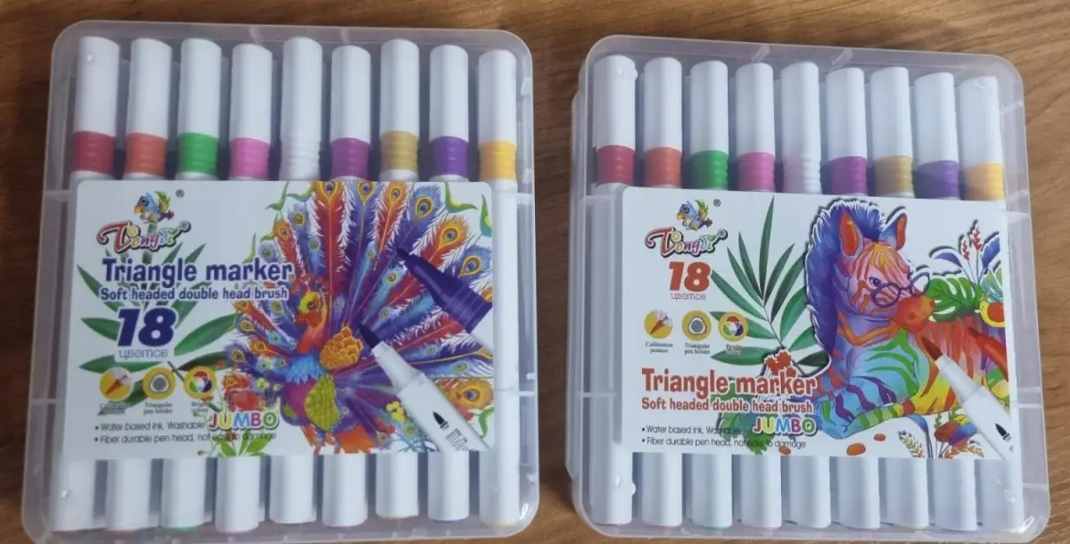 Маркеры Longdi Jumbo TD7899-18 water color pen трехгранные 18 цветов