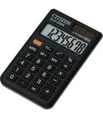 Калькулятор карманный Citizen SLD-200NR, 8 разрядов, двойное питание, 62*98*10мм, черный