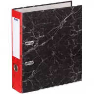 Папка-регистратор OfficeSpace 70мм, мрамор, черная, красный корешок, нижний метал. кант 274413