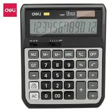Калькулятор 12 разрядов Deli М00720, черный, 
