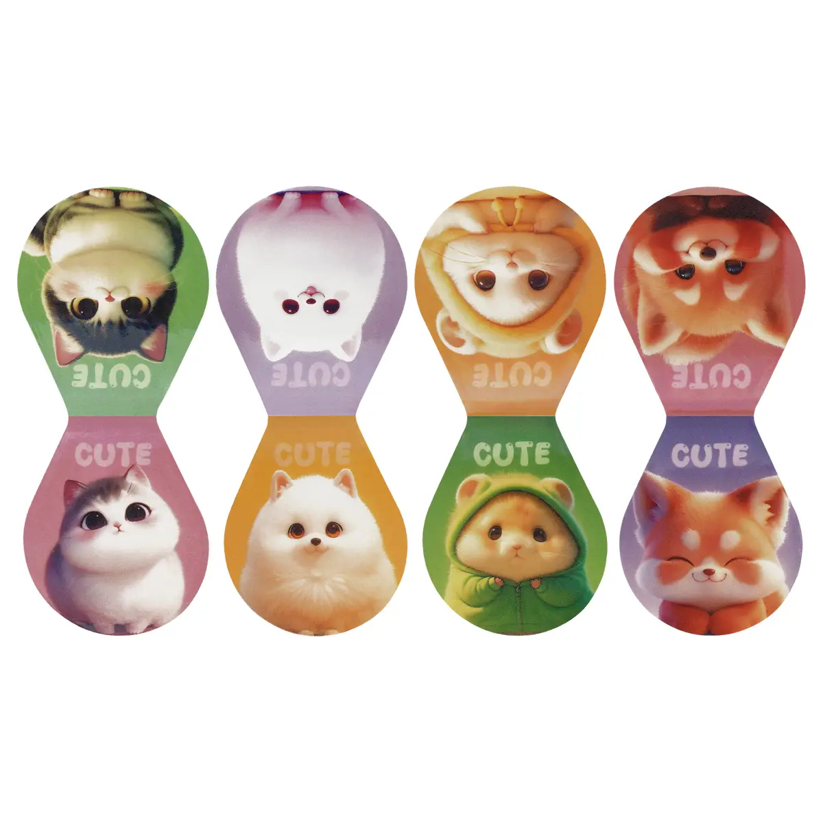 Закладки магнитные для книг, 4шт., MESHU "Plum pets", голографическая фольга