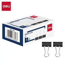 Зажимы для бумаг DELI "Z64", 25 мм, черные, (12 шт.)