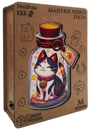 PuzДеревянный(DreamWoods)[M] Манеки Неко [123дет.|дерев.коробка] (P-081)