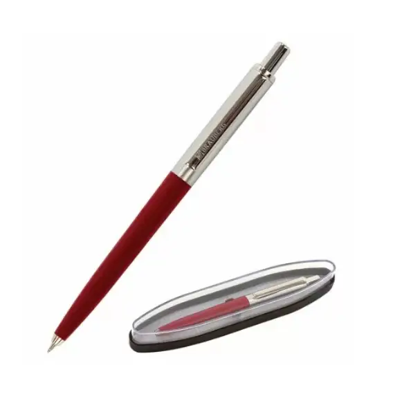 Ручка подарочная шариковая BRAUBERG Soprano, СИНЯЯ, корпус серебристый с бордовым, 0,5мм, 143485