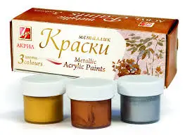 Краски акриловые Металлик 3цв в картонной упаковке Луч