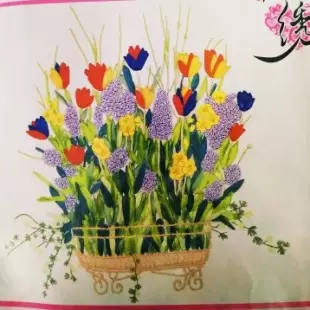 Вышивка лентами Цветы 3D Китай 5000
