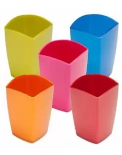 Стакан пластиковый для письменных принадлежностей Стамм Люкс Gloss 5 цветов ассорти СН724
