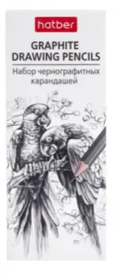 Набор карандашей чернографитных "Hatber", 2H/3H/H/HB/B/2B/3B/4B, 2мм, заточенные, шестигранный корпу