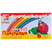 Пластилин восковой мягкий Кроха, 06 цветов, 90г со стеком картонная упаковка