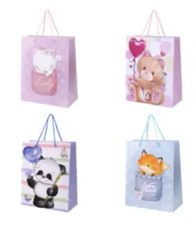 Пакет подарочный (1 штука) 26х13х32 см (L), "Lovely Animals", ассорти, глиттер, ЗОЛОТАЯ СКАЗКА, 7008