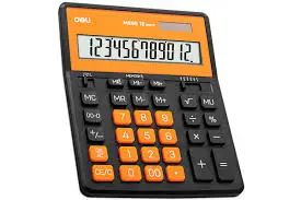 Калькулятор настольный DELI "М888" 12 разрядный, 202х159х31 мм, черный/оранжевый 