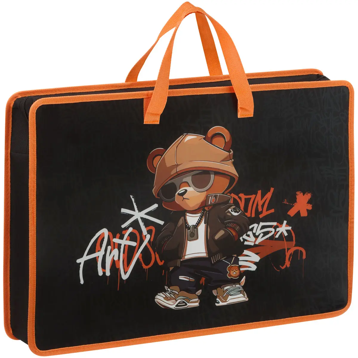 Папка для рисунков и чертежей А3, ArtSpace "Cool Bear", пластик, 85мм, на молнии