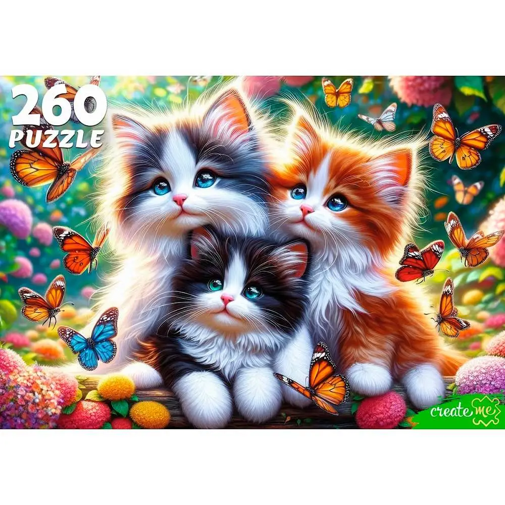 Puz  260д. РыжийКот Котята и бабочки (Х260-4549)