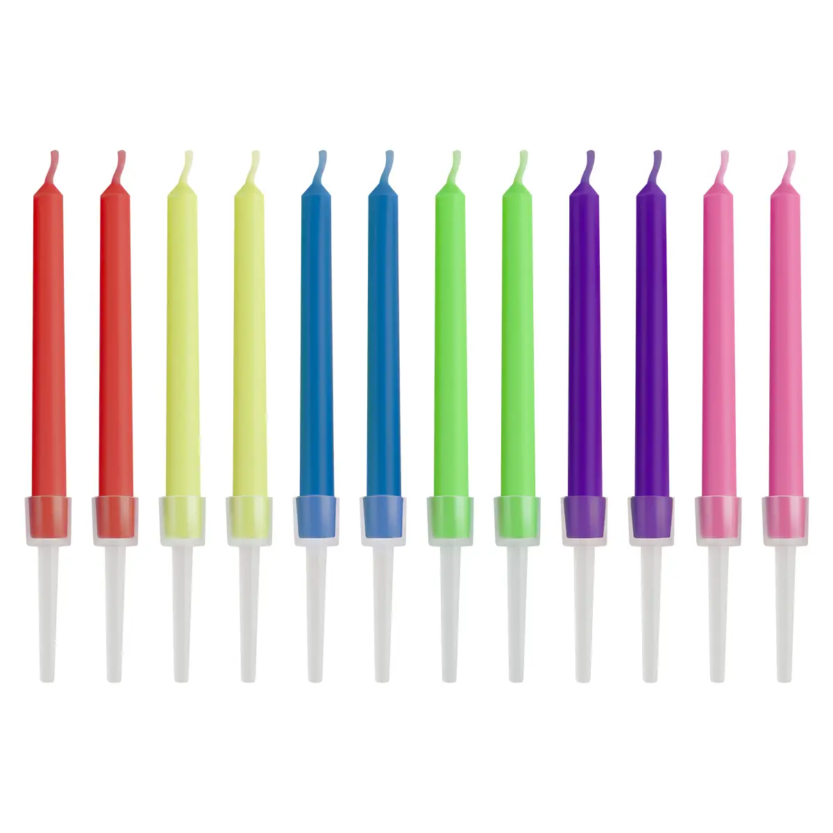 Свечи для торта с цветным пламенем MESHU "Bright flame", ассорти, 5,5см, 12шт