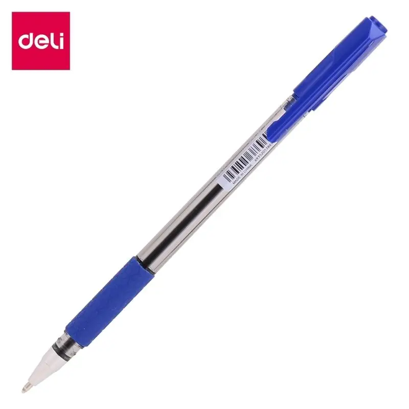 Ручка шариковая DELI "Arrow" Q1730, 1 мм, синяя, грип