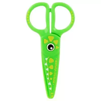 Ножницы детские пластиковые Мульти-Пульти "Приключения Енота, Крокодил" 12см, зеленый, трай-ми кард 