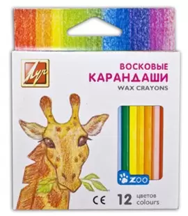 Мелки восковые12цв шестиграный Zoo Луч