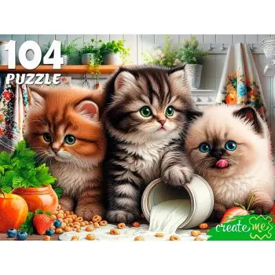 Puz  104д. РыжийКот Три котенка на кухне (Ф104-7605)