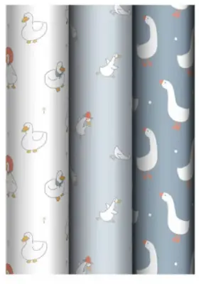 Упаковочная бумага глянц. 70*100см, MESHU "Goose set", 80г/м2, ассорти 3 дизайна