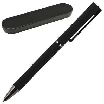 Ручка в футляре "Bergamo. Черный" шарик.,1,0мм, металл., синие чернила*