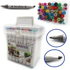 Спиртовой маркер двухсторонний набор №2588-48 в пластиковом кейсе 48 цветов