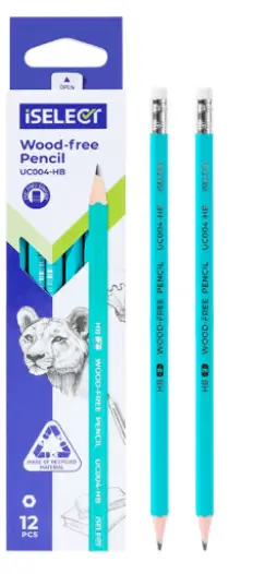 Карандаш i Select, НВ, шестигранный корпус, пластик, с ластиком, ассорти