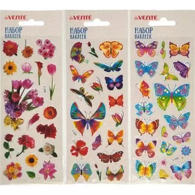 Набор многоразовых наклеек deVente "Butterflies & Flowers" 8002279 объемные 7*17мм