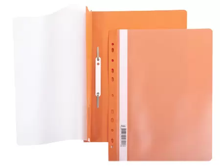 Папка-скоросшиватель пластик. верх прозр Хатбер с перфорацией оранжевая