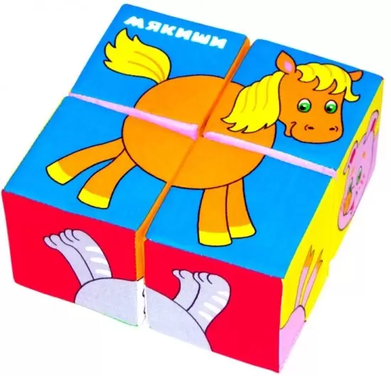 Игрушка кубики "Собери картинку" (Животные - 2) Мякиши, размер 160x160x80 мм